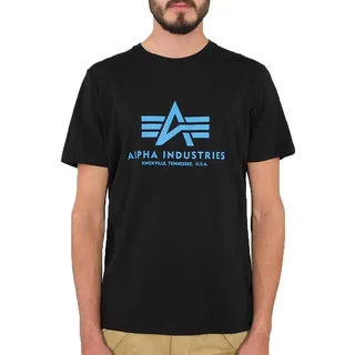 Alpha Industries Basic Kurzarm-T-Shirt Black / Blue 2XL