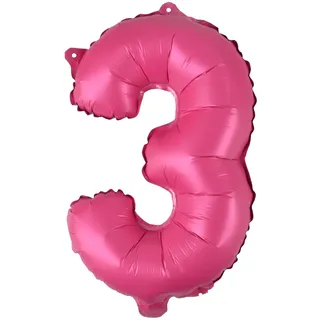 Homéa, Luftballon Zahl 3, Metallise, aus Aluminium, mit Strohhalm, Höhe 40 cm, mehrfarbig