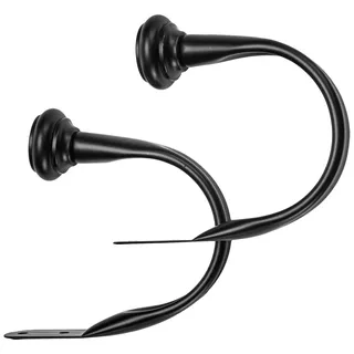 Amazon Basics Dekorativer Raffhalter für Gardinen, 2er-Pack, Schwarz