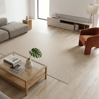 Tadi & Imperio1979 Vinyl-Teppich mit Fischgrätenmuster, für Wohnzimmer, Flur oder Esszimmer, Farbe: Braun, Beige, natürlicher Effekt, digitalisiert.