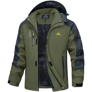 MAGCOMSEN Winterjacke Herren Warm Gefüttert Skijacke Wasserdicht Regenjacke Snowboardjacke Outdoor Funktionsjacke Arbeitsjacke mit Abnehmbarer Kapuze