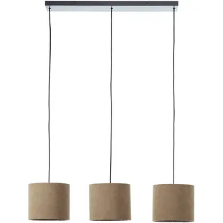 Brilliant Pendelleuchte "Tony", grau grau schwarz), 3, 1 Stk., Leuchten, mit Cord-Lampenschirm, 150 x 94 x 23 cm, 3x E27, kürzbar, Textil, grau, Pendelleuchte