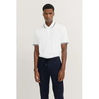 Poloshirt BUGATTI, Herren, Gr. L, weiß (10, weiß), 100% Baumwolle, unifarben, normal, ohne Ausschnitt, Rippbündchen, Shirts Poloshirt, mit Kontraststreifen und Bruststickerei