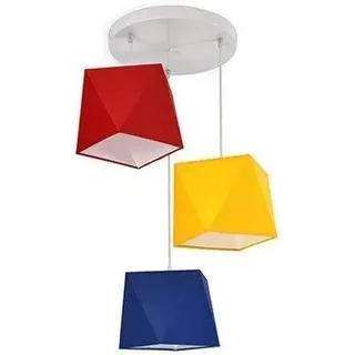 Hängelampe Kinderlampe für Kinderzimmer schöne Hängeleuchte Metall verschiedene Varianten 299-E3D (Rot-Gelb-Dunkelblau)