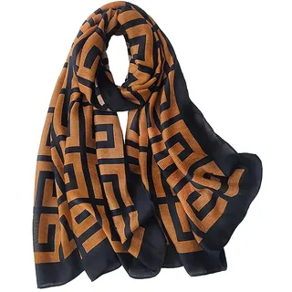 FINIZO Damen Schals Lady Light Soft Fashion Solid Scarf Wrap Schal für alle Jahreszeiten, 01 Plaid Schwarz Braun, Einheitsgröße