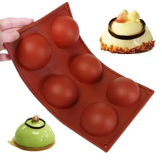 Wady 6 Halbkugeln, groß, Silikonform, flach, rutschfest, langlebig, für Kuchen und Kochen