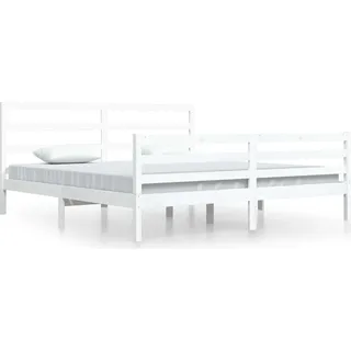vidaXL Massivholzbett Weiß Kiefer 200x200 cm - Weiß