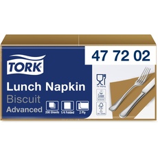 Tork 477202 Lunchservietten Biscuit / 2-lagige Servietten für kleine Gerichte & Snacks / 10 x 200 (2000) Papierservietten / Advanced Qualität / 32,6 x 33 cm (B x L) / 1/4-Falz