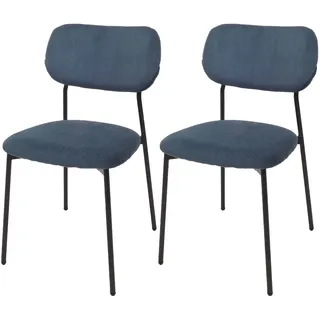 Mendler Esszimmerstuhl HWC-O26 Cord blau 2er Set