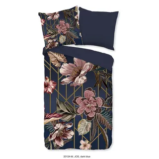 Duvet cover Pure 135x200 + 1* 80x80 cm - Flowers - Dunkelblau