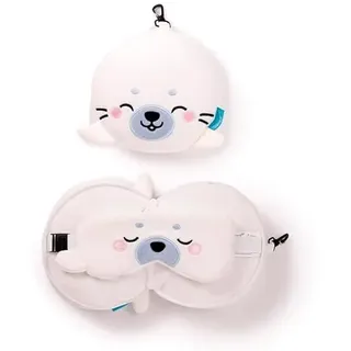 Brightium Reisekissen - Ergonomisches Kissen mit Nackenstütze, inklusive Schlafmaske, aus weichem und waschbarem Material.