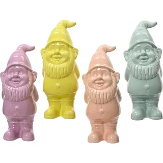 Gartenzwerg Keramik Pastell 4 Stück Decoris