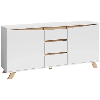 Mid.you Sideboard , Weiß, Eiche Artisan , Holzwerkstoff , 2 Fächer , 3 Schublade(n) Schubladen , 160x76x38 cm , FSC Mix , Beimöbel erhältlich, stehend, in verschiedenen Größen erhältlich , Kleinmöbel, Kommoden, Sideboards