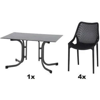 Siena Garden Urban Lights Gartenmöbel-Set District Sessel/Sola Tisch klappbar, gastro- und objekttauglich, wetterbeständig, Stühle stapelbar,
