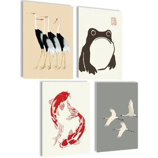 mojoliving Japan Poster Japan Deko Japanische Deko Aesthetic Bilder Anime Japanische Bilder Anime Poster Wohnzimmer Geschenk (Japan Animals)