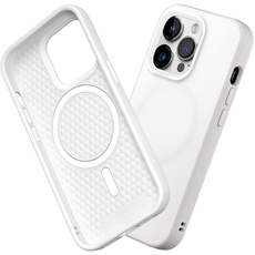 RhinoShield Case kompatibel mit [iPhone 14 Pro] | SolidSuit - MagSafe-kompatibel -Stoßdämpfende & schlanke Schutzhülle mit Premium Finish - 3.5 Meter Fallschutz - Klassik Weiß