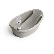 OKBABY Onda Baby-Badewanne - Rutschsichere Basis, mit eingebautem digitalen Flüssigkristall-Thermometer - Rückenstütze für zusätzlichen Komfort - Passt in die Badewanne oder die ebenerdige - Grau
