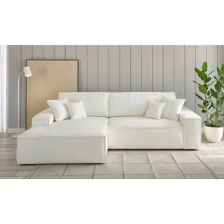 OTTO home »FINNLEY, L-Form 257 cm, Schlafsofa« mit Bettkasten, in Bouclé, Struktur fein und Mega Cord,