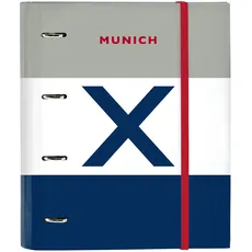 Munich College - 4-Ringbuch 35 cm mit 100 A4-Blättern, ideal für Kinder unterschiedlichen Alters, bequem und vielseitig, Qualität und Stärke, 27 x 3,5 x 32 cm, grau
