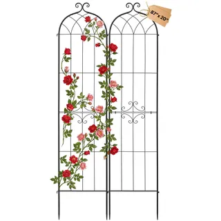 VEVOR Rankgitter, 220x52,5 cm 2er-Pack, Metall Rankhilfe mit Pulverbeschichteter Oberfläche & Verriegelungsmechanismus, Kletterhilfe, Garten Spalier, Pflanzengitter für Blumen, Gemüse & Rosen