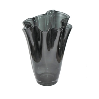 SIGNATURE HOME COLLECTION Glasvase mundgeblasen Dekovase Blumenvase grau, Glas, Rauchgrau, 21 x 21 x 30 cm