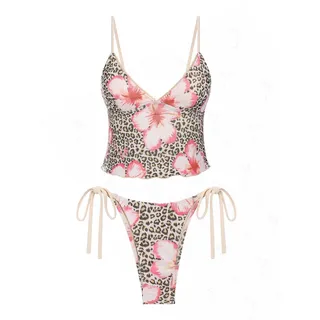 Seamoly Damen-Tankinis mit Neckholder und seitlicher Schleife, gestreift, 2-teiliges Set, Badeanzug