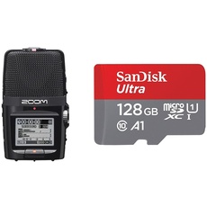 Zoom H2N Handy Recorder & SanDisk Ultra Android microSDXC UHS-I Speicherkarte 128 GB + Adapter (Für Smartphones und Tablets, A1, Class 10, U1, Full HD-Videos, bis zu 140 MB/s Lesegeschwindigkeit)