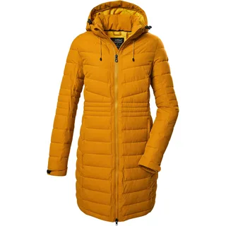 Steppmantel KILLTEC "KOW 96 WMN QLTD CT", Damen, Gr. 48, gelb (dunkelgelb), Oberstoff: 100% Polyester, Futter: 100% Polyester, Wattierung: 100% Polyester (recycelt), Mäntel Steppmantel, Langer Damenmantel, atmungsaktiv, winddicht, wasserabweisend, recycelt