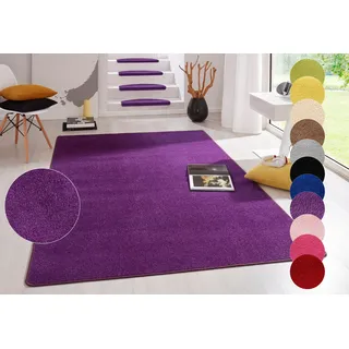HANSE HOME Indoor Teppich Fancy – Wohnzimmerteppich einfarbig Modern Velours Teppich für Esszimmer, Wohnzimmer, Kinderzimmer, Flur, Schlafzimmer, Küche – Lila, 100x150cm
