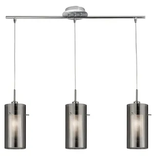 Zeitgenössischer Kronleuchter Duo 2 Stahl Chrom Glas 3 Lichter E14 - Silber