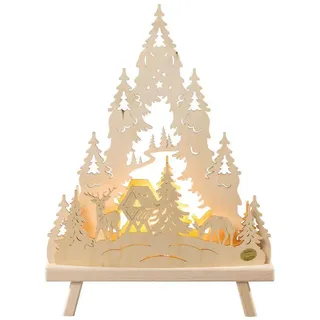 Dekoleuchte-Spitze "Wald",elektrisch beleuchtet inkl. LED-Leuchtmittel BxHxT 30x41x6cm NEU - Beige