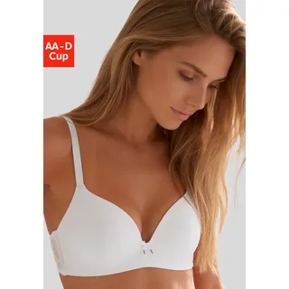 Bralette-BH LASCANA "BH ohne Bügel, Schalen-BH, Maria", Damen, Gr. 75, Cup D, uni weiß, Microtouch, Obermaterial: 73% Polyamid, 18% Polyester, 9% Elasthan, BHs Bralette-BH, edle Stickerei-Spitze mit Blumen, als Dessous-Set kombinierbar