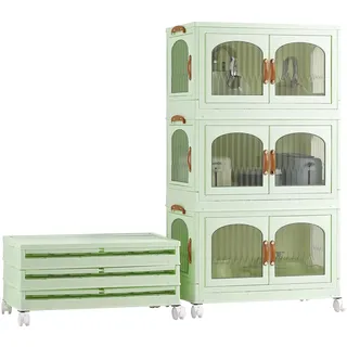 RMAN Küchenschrank, Küchenbuffet, Buffetschrank, Aufbewahrungsschrank mit 3 Türen, Großer Stauraum, 98 * 55 * 32.5cm, für Küche, Wohnzimmer, Esszimmer, Grün