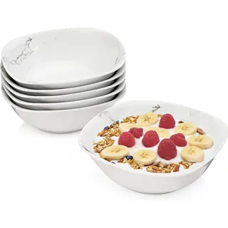 Sänger Müslischalen Bilgola Marmor Design - 6 teilig aus Porzellan , Weiß , Keramik , 6-teilig , kratzfest , Geschirr, Schalen & Schüsseln, Müslischalen