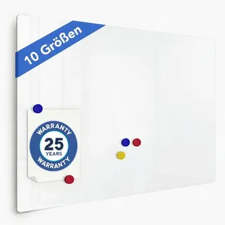 Floordirekt Magnettafel für Küche Glas-Whiteboard inkl. 5 Magnete - Memoboard - magnetisch & beschreibbar - Schreibtafel Magnetwand Wandtafel Präsentationsboard (Glasboard Weiß, 45 x 60 cm)