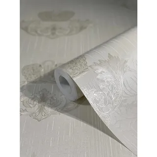Glööckler Vliestapete Imperial Krone Blattmotiv Wappenoptik Pearl