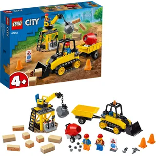 LEGO 60252 Bagger auf der Baustelle, Kinderspielzeug für Kinder ab 4 Jahre, Spielzeug Set aus Baufahrzeugen mit Kran und Bagger