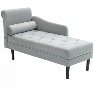 Chaiselongue Recamiere - S-förmig - Klassischer Stil - Kunststoffgestell - Schaumstoffpolsterung - Samtoptik grau - 146x61x82,5 cm