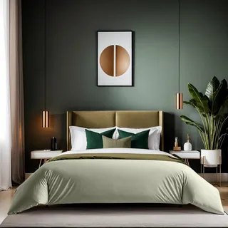 Premium Ranforce Single Quilt Cover (135 x 200 cm), 100% Cotton, Green | Button Closure, 155 Thread Count | Machine Washable at 30°C, Soft & Durable, Twin