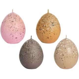 Dekohelden24 Ostereikerze im 4er Set - Eikerzen - Osterkerzen - Kerzen als Osterei, Pastellfarben rosa, Größe H/Ø 6,5 x 4 cm,