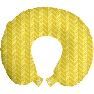 ABAKUHAUS Yellow Chevron Reisekissen Nackenstütze, Vertikal Retro, Schaumstoff Reiseartikel für Flugzeug und Auto, 30x30 cm, Avocado-Grün Gelb - Gelb