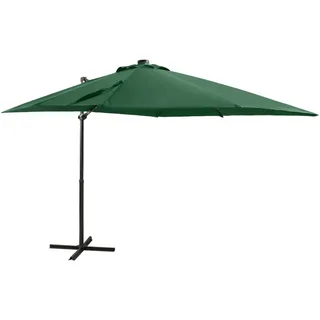 Ampelschirm mit Mast und LED-Leuchten Grün 250 cm - Grün