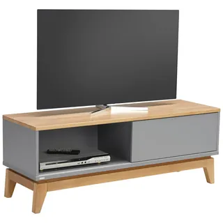 Paidi Lowboard , Eichefarben, Schieferfarben , Holz, Holzwerkstoff , Eiche , massiv , 123.5x46.5x39.6 cm , Blauer Engel, Goldenes M , Beimöbel erhältlich, stehend , Wohnzimmer, TV Möbel, Lowboards, Lowboards stehend