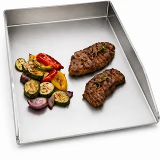 LANDMANN Plancha Grillplatte Edelstahl 30x20x3,5cm rostfrei Gasgrill Kohlegrill