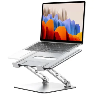 Babacom Laptop Ständer Höhenverstellbar & Belüftet mit Doppelstangen-Unterstützung, Laptoptisch Ergonomisch, Faltbar & Tragbarer Notebook Ständer Stehpulte kompatibel mit MacBook Air/Pro (10-16 Zoll)