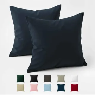 Dreamzie Kissenbezug 65 x 65 Baumwolle Renforcé (2er-Set) - Dunkelblau - Dicht gewebt mit 57 Fäden/cm2 - Kissenbezüge 65 x 65 cm - Oeko Tex Zertifiziert - Dreamzie