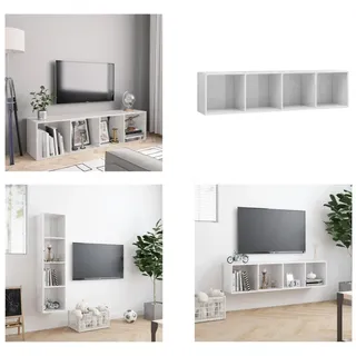 vidaXL Bücherregal/TV Schrank Hochglanz Weiß 143×30×36 cm - Bücherschrank - Bücherschränke - Wandregal - Wandregale - Weiß