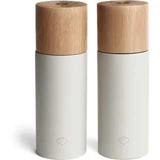 SPRINGLANE Salz & Pfeffermühle 2er Set aus Buchenholz & Beton, Gewürzmühle, Chilimühle, Verstellbares Keramikmahlwerk, Unbefüllt, Skandinavisches Design - Grau