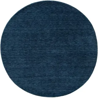 Kunstloft Wollteppich Jamal Blau ø 200 cm rund , Textil , Rund , 200x1 cm , Gots , pflegeleicht , Teppiche und Böden, Teppiche, Schafwollteppiche