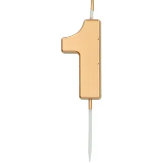 Folat 24141 Kuchen Kerze Ziffer/Zahl 1 Gold - 5 cm Geburtstagskerzen für Geburtstag, Geburtstagsdeko, für Kinder Partys, Hochzeiten, Firmenfeiern, Jubiläen